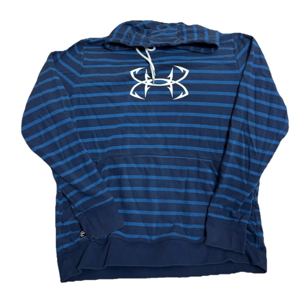 Under Armour Hoodie Mens XXL Blue Stripped Shoreline Fishing Pullover